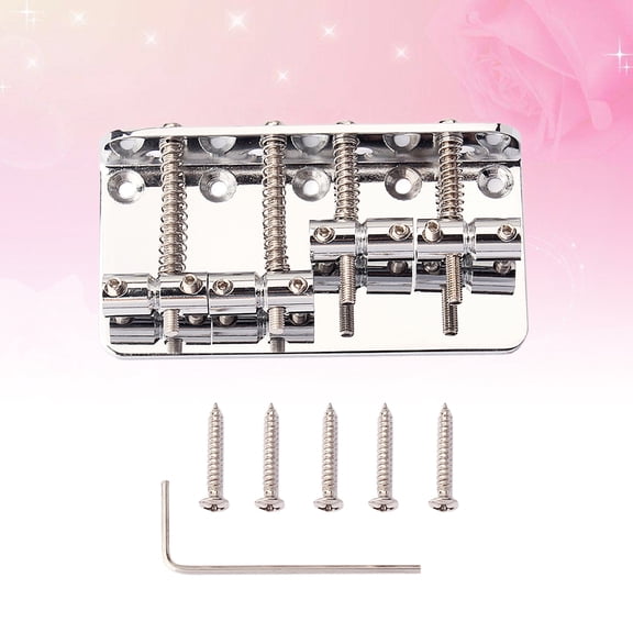 ETEREAUTY Plated Silver 4 String Guitar Bridge Bass Bridge Vintage Style with Back Load String Design