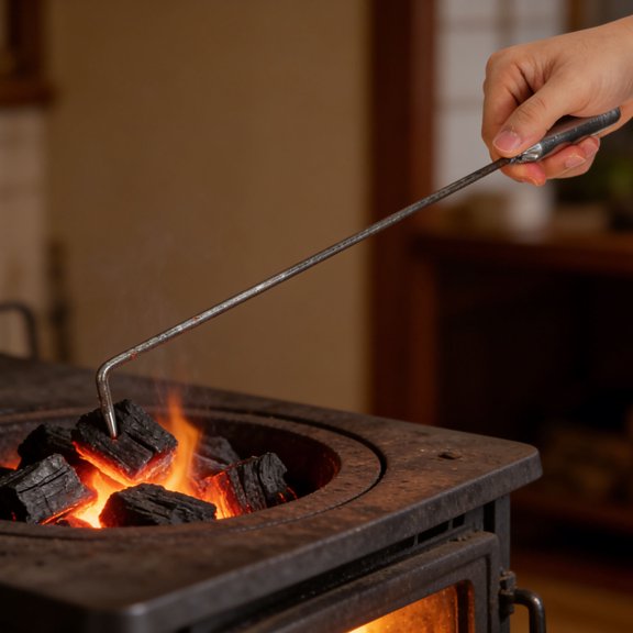 ETEREAUTY Long Handle Metal Fireplace Poker for Convenient Home and Outdoor Fire Pit Use