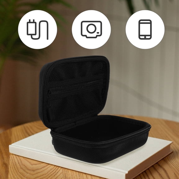 ETEREAUTY Black Zipper Camera Bag Hard Shell Case with Removable Foam for Photography Accessories