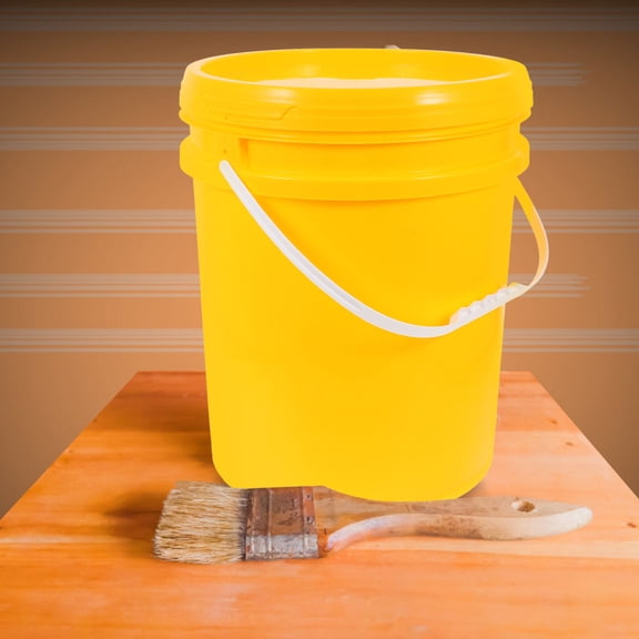 ETEREAUTY Portable Yellow Paint Pail with Airtight Lid Large Capacity Paint Storage Container