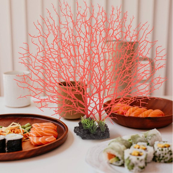 ETEREAUTY Red Artificial Coral Chinese Style Cold Dish Decor for Sushi Plates