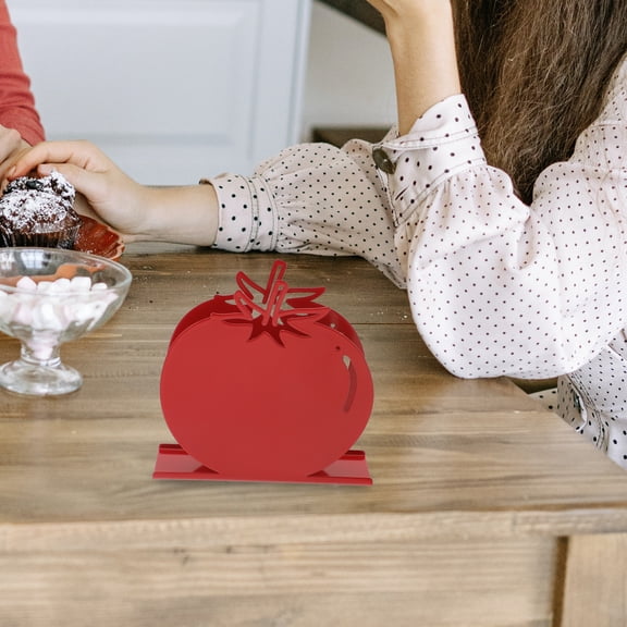 ETEREAUTY Red Metal Napkin Holder Iron Decorative Napkin Stand for Kitchen Dining Table