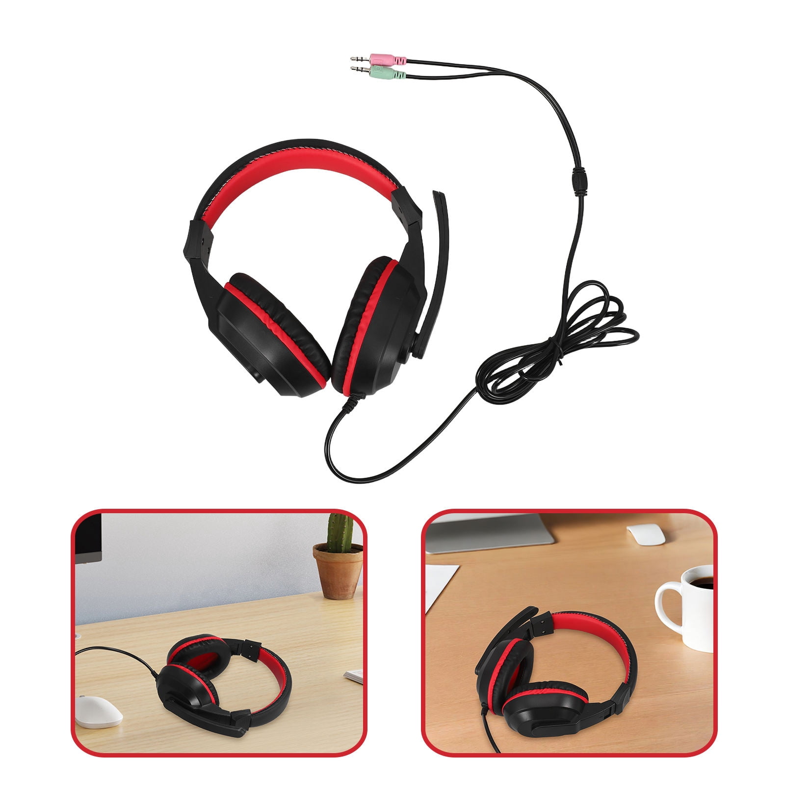 ETEREAUTY Etereautey Red Noise-Canceling Gaming Headset for Comfortable ...