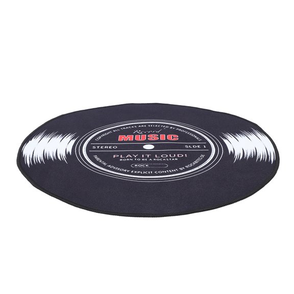 ETEREAUTY Retro Music Style Black Record Rug with Anti Slip Backing for Home Floor Use