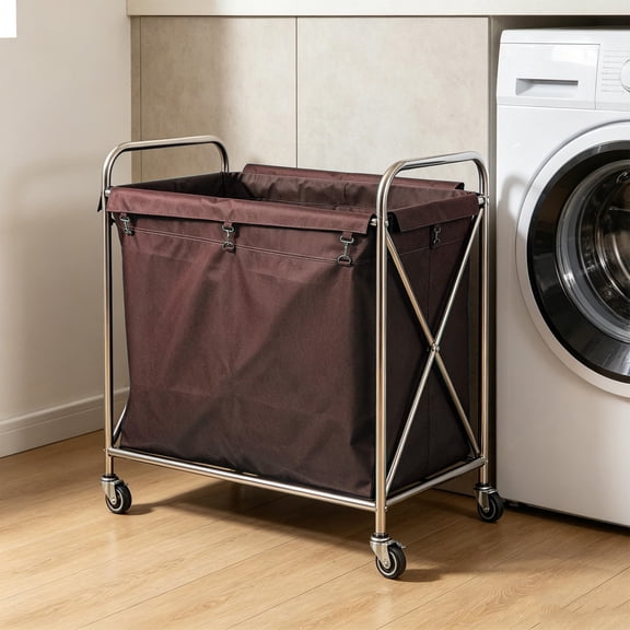 ETEREAUTY Reusable Laundry Cart Liner Bag Coffee with Universal Fit for Folding Hampers and Storage