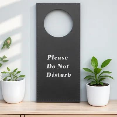 ETEREAUTY Reversible Door Hanger Sign Black Double Sided Hotel Room Do Not Disturb Please Service