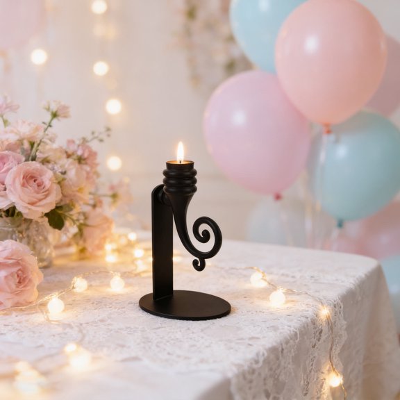 ETEREAUTY Romantic Black Metal Vintage Candle Stand for Rustic Wedding and Valentine Table Settings