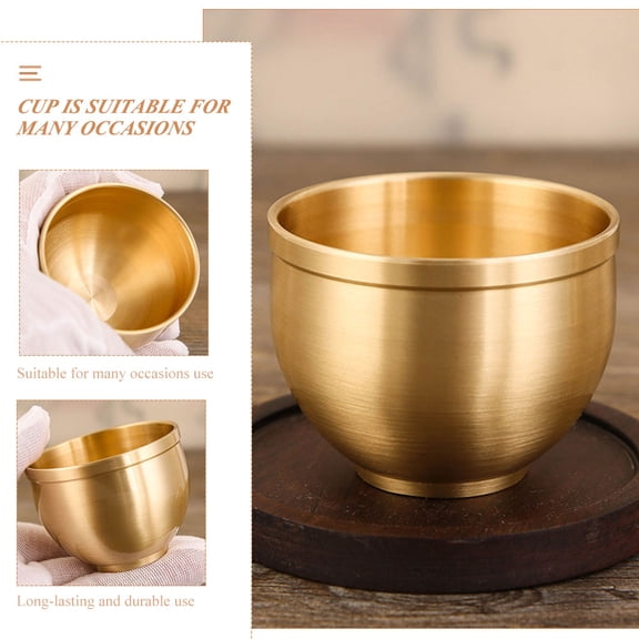 ETEREAUTY Round Tea Cup Brass Material Multipurpose Drinking Cup for Bar 1Pack