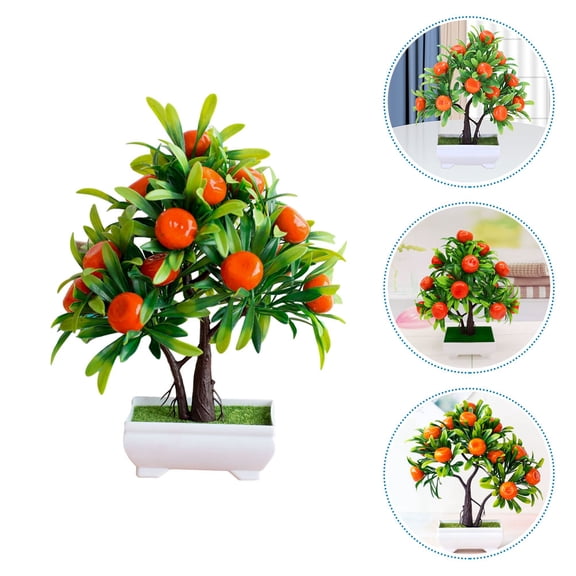 ETEREAUTY Simulation Fake Potted Bonsai Tree Faux Orange Tree for Coffee Table Decoration