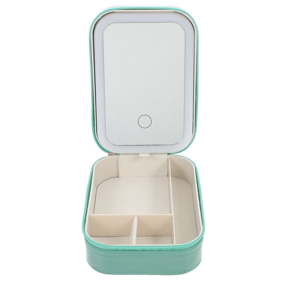 ETEREAUTY Small Green Makeup Organizer with Rechargeable LED Mirror