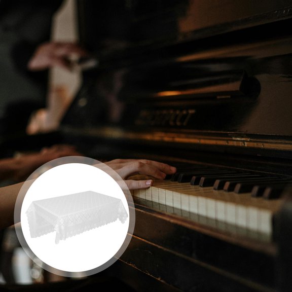 ETEREAUTY Soft Lace Piano Protector in White for Digital and Electric Pianos Dirt Resistant Cover