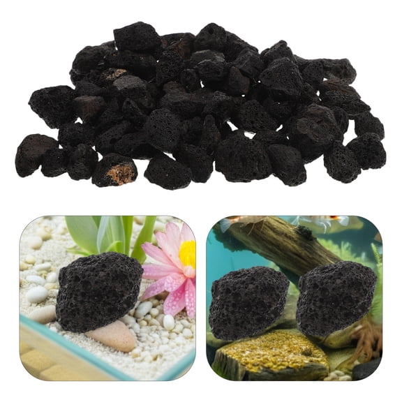 ETEREAUTY Stable Black Volcanic Lava Stones for Fish Tank Aquascaping and Plant Substrate