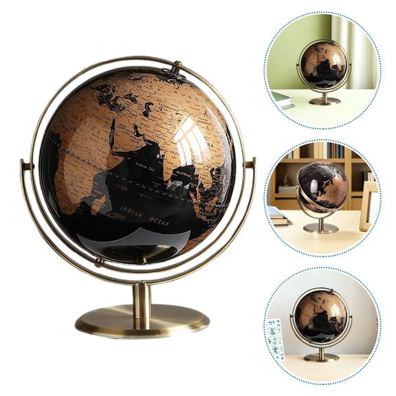 ETEREAUTY Multi-Color Rotating World Globe with Topographical Details, Artistic Desktop Ornament for Classroom and Home Teaching