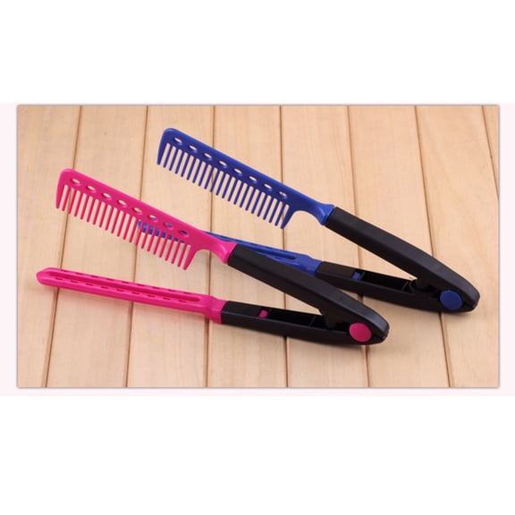 ETEREAUTY V Shape Comb Hair Straightener in Red with Painless Bristles for Styling