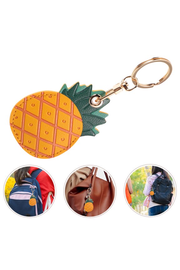 Vibrant Fruit Style Keychain Access Card Holder PU Material for Daily Use
