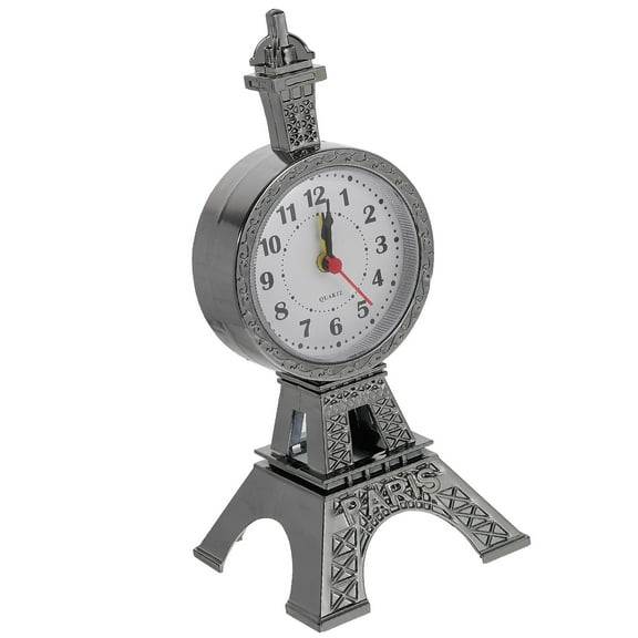 ETEREAUTY Vintage Eiffel Tower Table Clock Grey Plastic Timekeeping Adults 1Pack