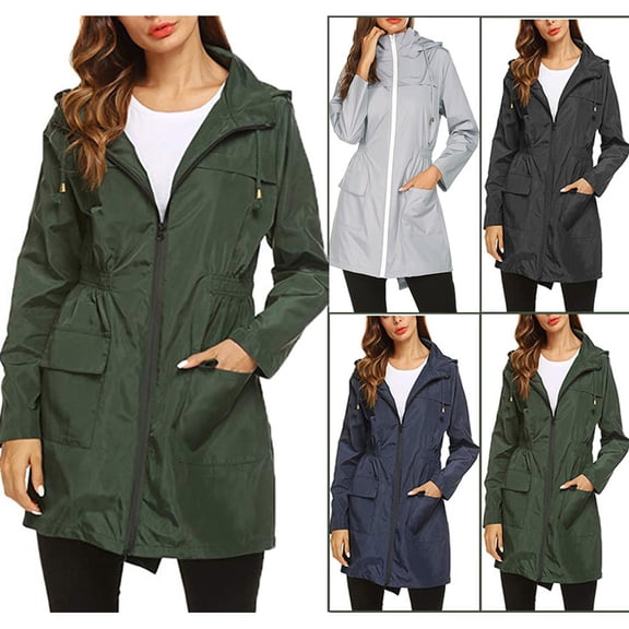 ETEREAUTY Waterproof Hooded Raincoat for Outdoor Wear with Adjustable Waist and Quick Drying Fabric