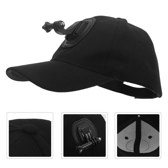 ETEREAUTY Black Baseball Cap with Quick Release Buckle - Wearable Camera Accessory for Hands-Free Video Recording