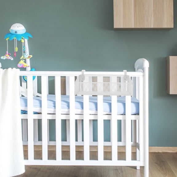 ETEREAUTY White Bedside Storage Basket Metal Hanging Organizer for Desk and Dorm Room