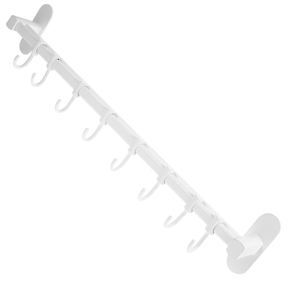 ETEREAUTY White Space Aluminum Kitchen Rail Rack with Hooks for Pot Pan and Utensils Hanging