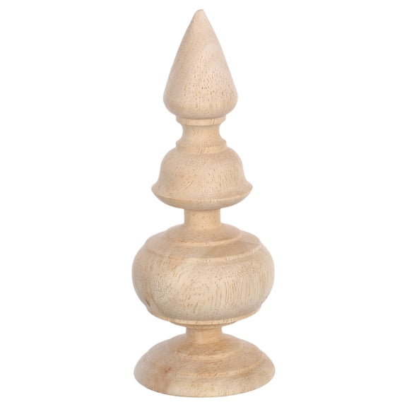 ETEREAUTY Hand Carved Khaki Wood Post Finial Topper Decorative Finials for Staircase Posts and Home Decor