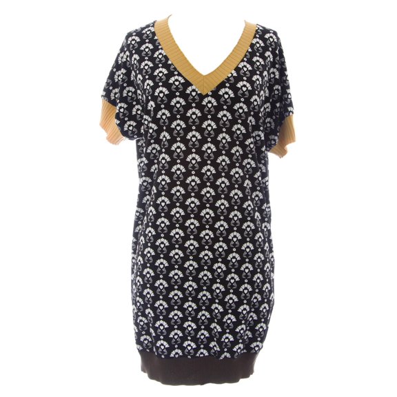 ETERNAL CHILD Women's Black V-Neck Short Sleeve Graphic Tunic Sz M NEW