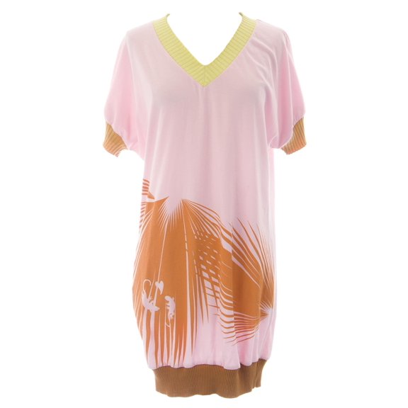 ETERNAL CHILD Women's Multi Graphic Short Sleeve V-Neck Tunic Sz S NEW