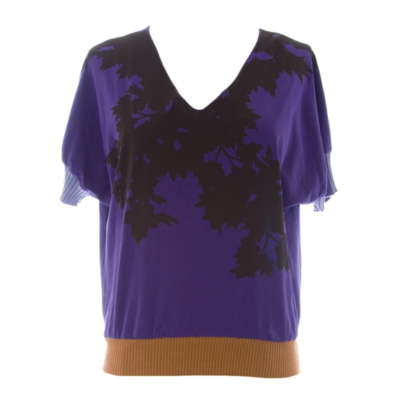 ETERNAL CHILD Women's Purple Batwing Sleeve Printed Blouse Sz S NEW