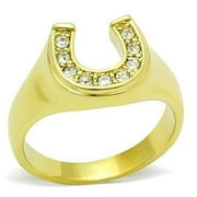 ETERNAL SPARKLES Womens Clear Pave CZ Horseshoe Equestrian Novelty Statement Fashion Ring - Gold