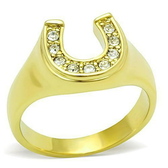 Women's Clear Pave CZ Horseshoe Equestrian Novelty Statement Fashion Ring