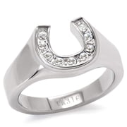 Womens Clear Pave CZ Horseshoe Equestrian Novelty Statement Fashion Ring