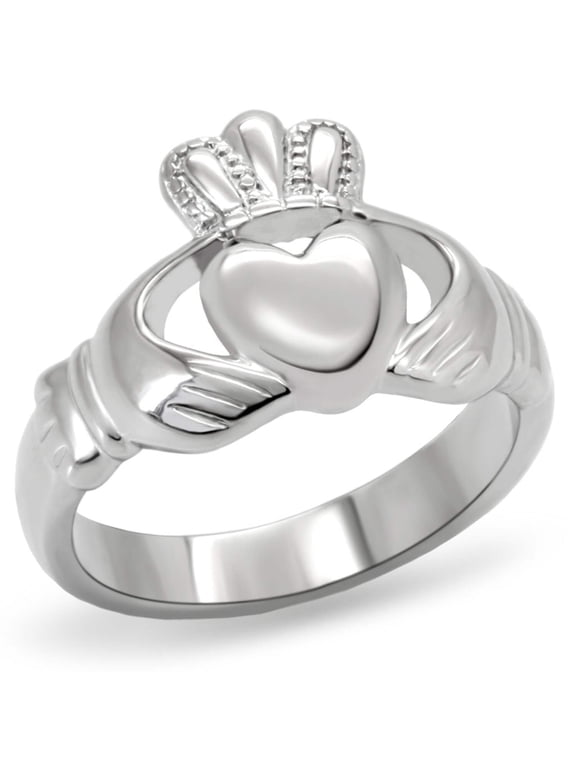Women's Silver Claddagh Celtic Irish Fashion Comfort Statement Love Ring