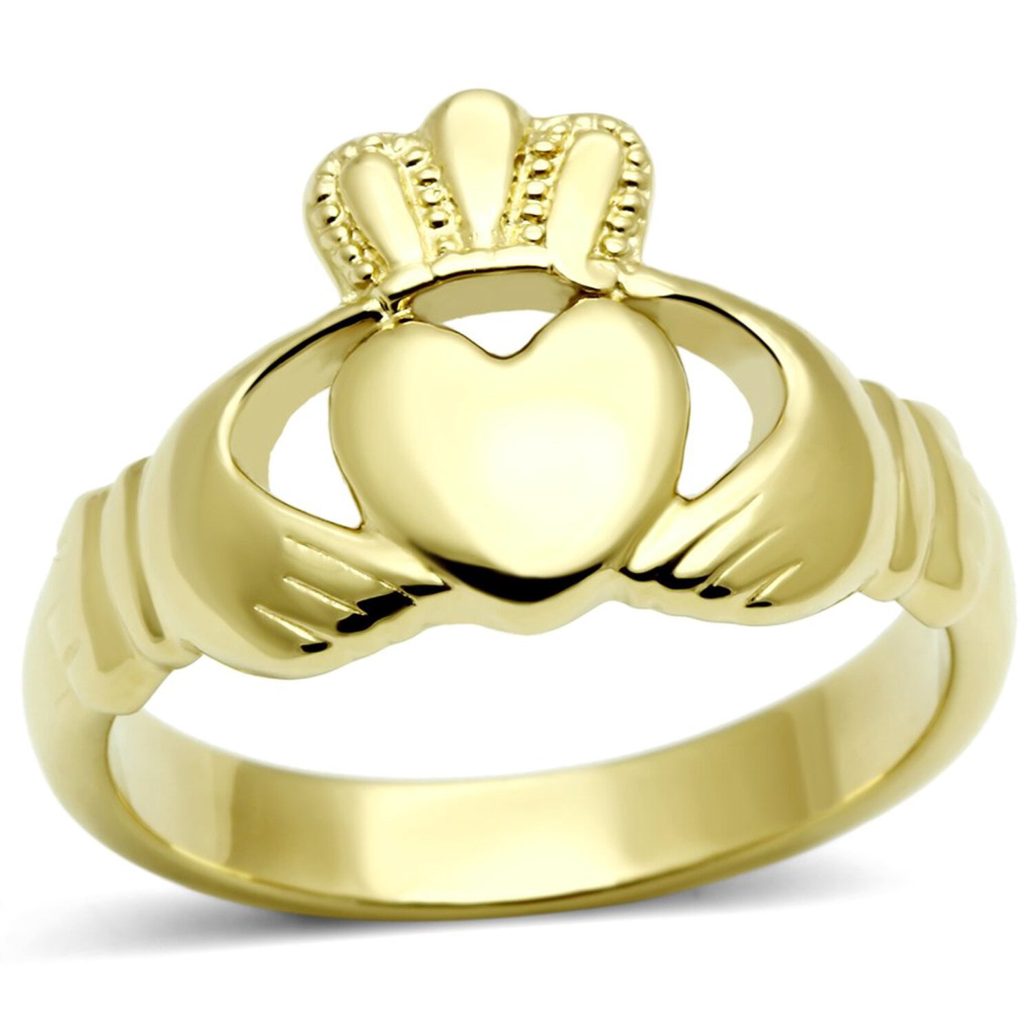 Eternal Sparkles Women's Stainless Steel Horseshoe Ring – Gold Plated With Crystal Stones, Size 7