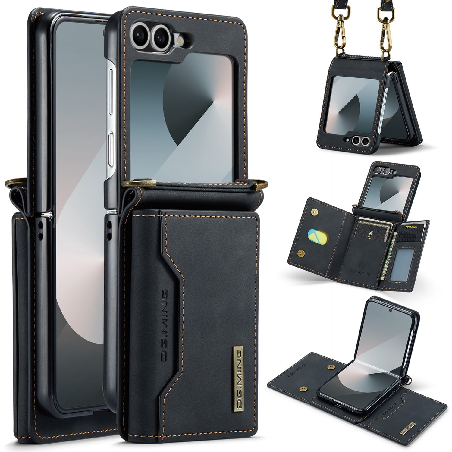 ETFAST Leather Phone Case For Samsung Galaxy Z Flip 6 Wallet Leather Case with Card Holder Leather Phone Case Shockproof Protective Cover