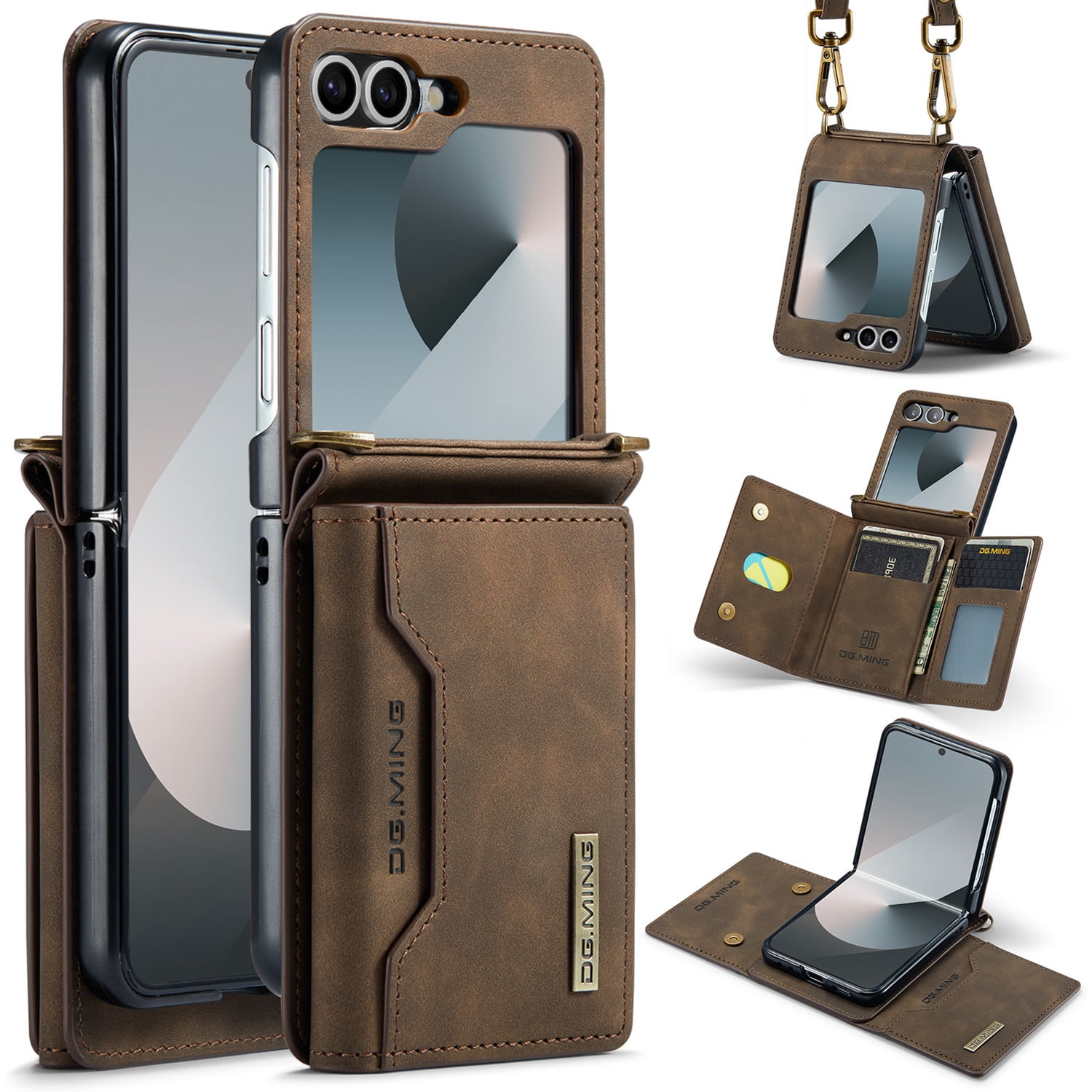 ETFAST Leather Phone Case For Samsung Galaxy Z Flip 6 Wallet Leather Case with Card Holder Leather Phone Case Shockproof Protective Cover