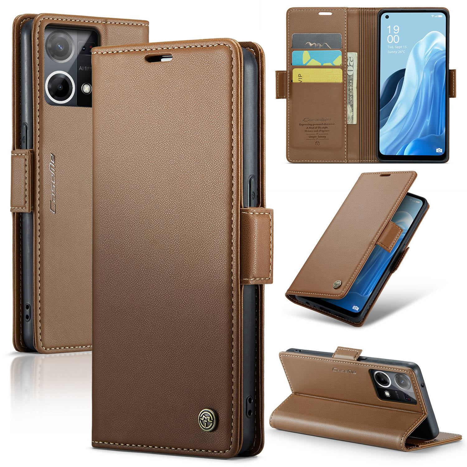 ETFAST Leather Phone Case Wallet With Card Holder Zipper For OPPO Reno 8 4G High Quality Leather Phone Case