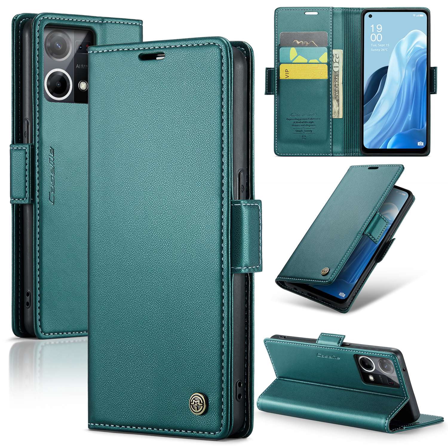 ETFAST Leather Phone Case Wallet With Card Holder Zipper For OPPO Reno 8 4G High Quality Leather Phone Case