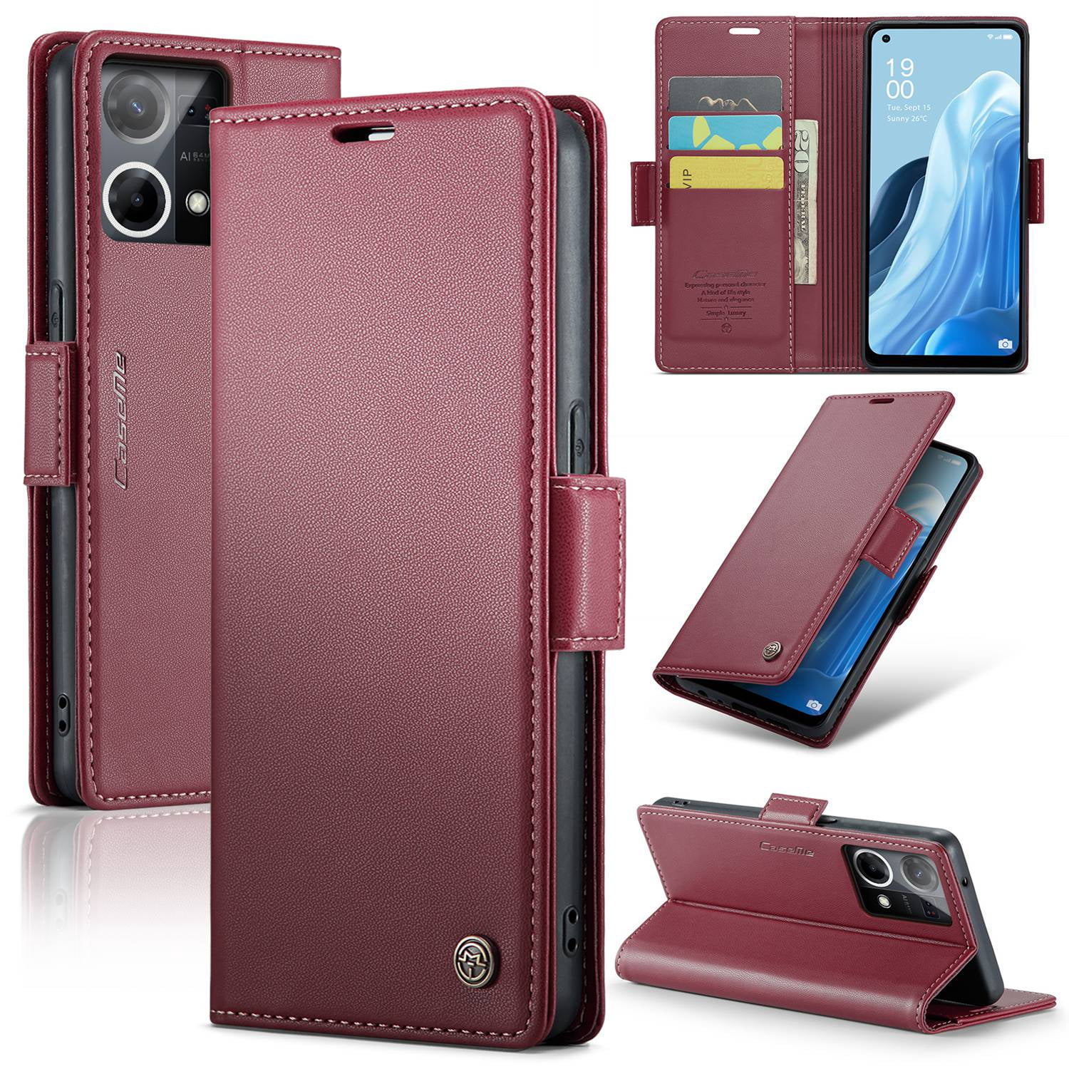 ETFAST Leather Phone Case Wallet With Card Holder Zipper For OPPO Reno 8 4G High Quality Leather Phone Case