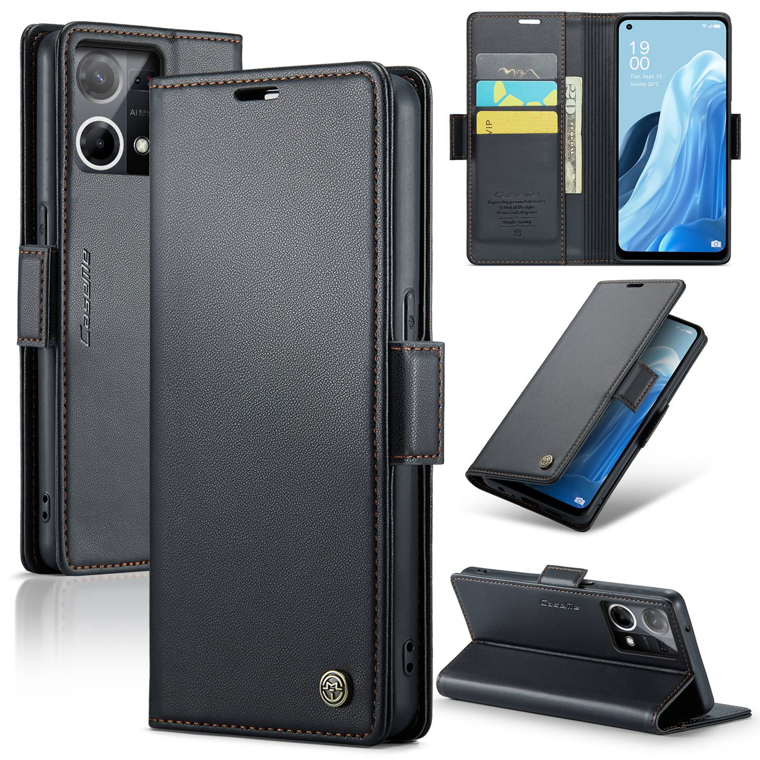 ETFAST Leather Phone Case Wallet With Card Holder Zipper For OPPO Reno 8 4G High Quality Leather Phone Case
