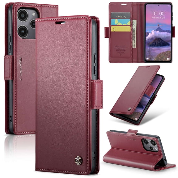 ETFAST Leather Phone Case Wallet With Card Holder Zipper For Redmi 12 High Quality Leather Phone Case