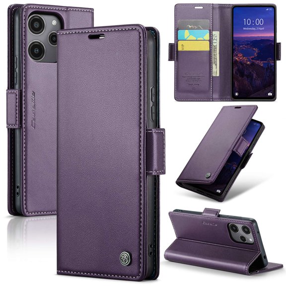 ETFAST Leather Phone Case Wallet With Card Holder Zipper For Redmi 12 High Quality Leather Phone Case