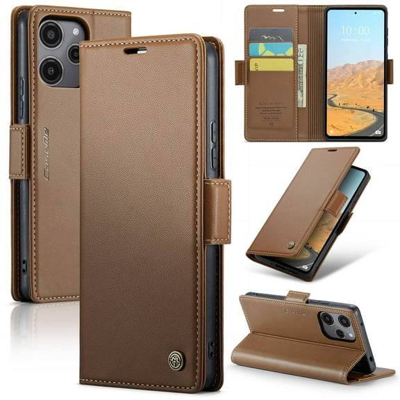 ETFAST Leather Phone Case Wallet With Card Holder Zipper For Redmi 12 High Quality Leather Phone Case