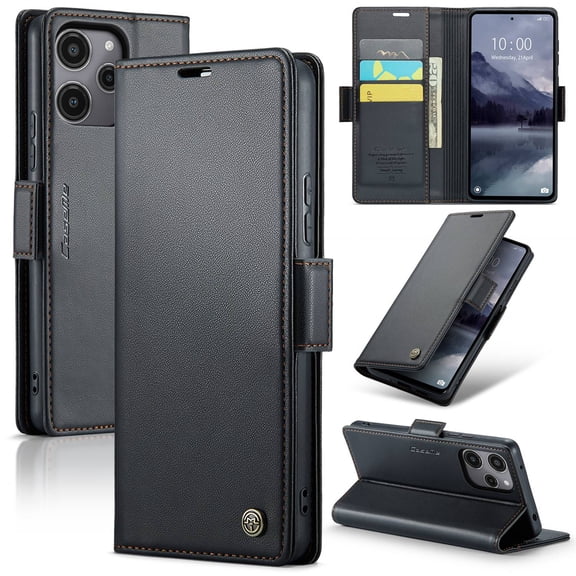 ETFAST Leather Phone Case Wallet With Card Holder Zipper For Redmi 12 High Quality Leather Phone Case