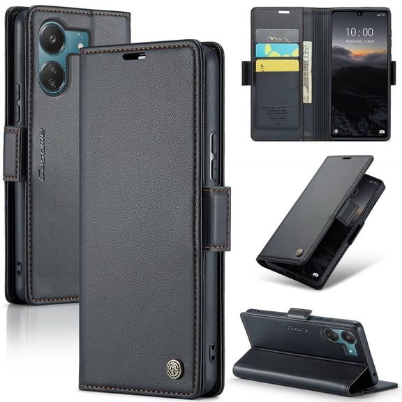 ETFAST Leather Phone Case Wallet With Card Holder Zipper For Redmi 13C High Quality Leather Phone Case