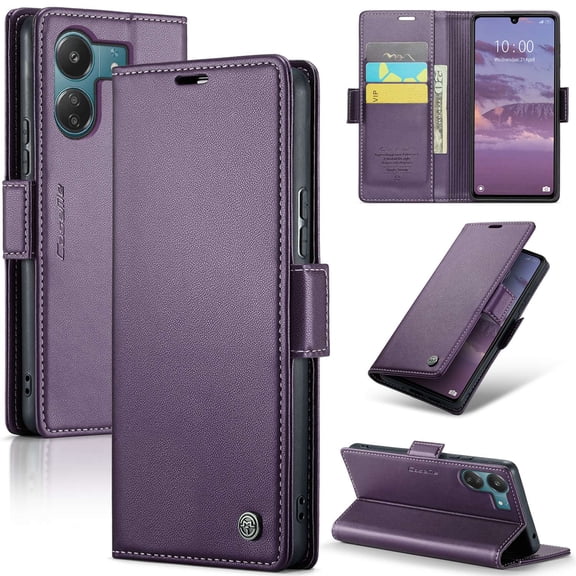 ETFAST Leather Phone Case Wallet With Card Holder Zipper For Xiaomi Poco C65 4G High Quality Leather Phone Case