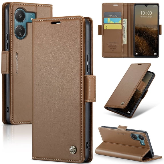 ETFAST Leather Phone Case Wallet With Card Holder Zipper For Xiaomi Poco C65 4G High Quality Leather Phone Case