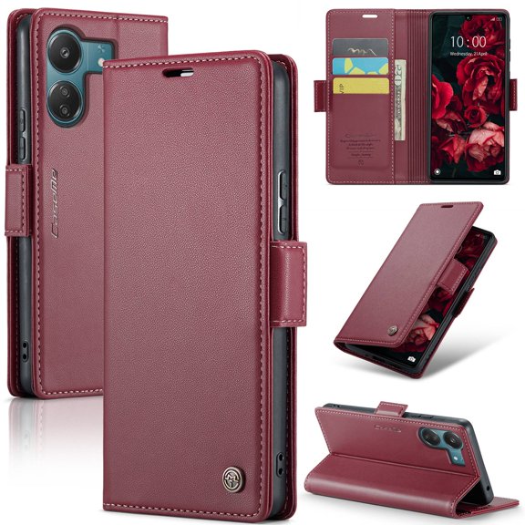 ETFAST Leather Phone Case Wallet With Card Holder Zipper For Xiaomi Poco C65 4G High Quality Leather Phone Case