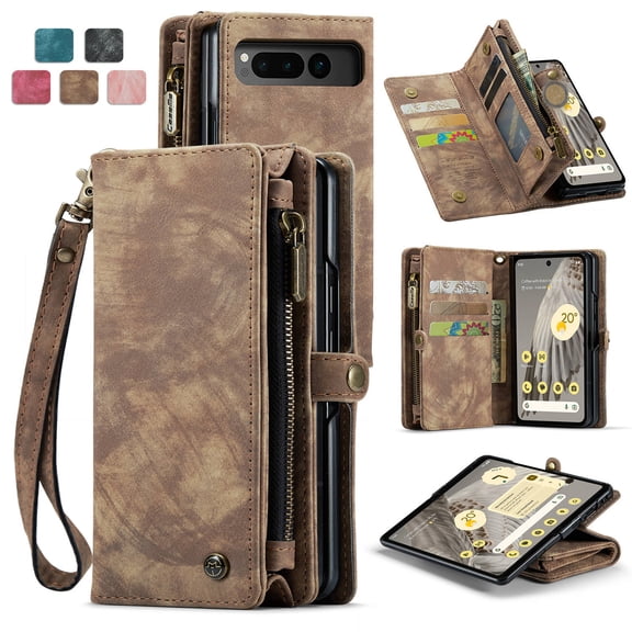 ETFAST Leather Wallet With Card Holder Zipper Phone Case For Google Pixel Fold High Quality Leather Phone Case