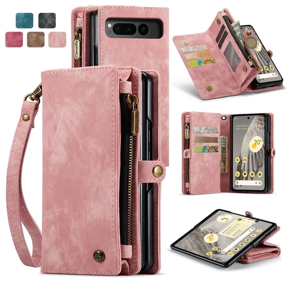 ETFAST Leather Wallet With Card Holder Zipper Phone Case For Google Pixel Fold High Quality Leather Phone Case