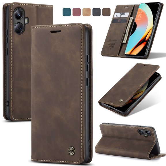 ETFAST Leather Wallet With Card Holder Zipper Phone Case For Realme 10 Pro Plus High Quality Leather Phone Case